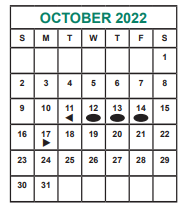 District School Academic Calendar for O'donnell Middle for October 2022