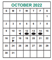 District School Academic Calendar for Admin Services for October 2022