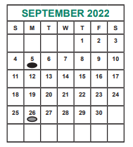 District School Academic Calendar for Miller Intermediate for September 2022
