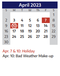 District School Academic Calendar for Vaughan Elementary School for April 2023