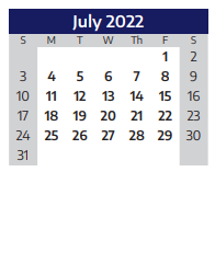 District School Academic Calendar for Lowery Freshman Center for July 2022