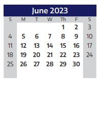 District School Academic Calendar for Rountree Elementary School for June 2023