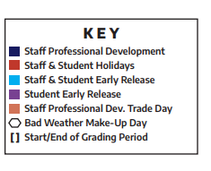 District School Academic Calendar Legend for Vaughan Elementary School