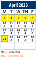 District School Academic Calendar for Fox Hollow Elementary for April 2023