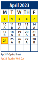 District School Academic Calendar for Saratoga Shores School for April 2023