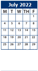 District School Academic Calendar for Deerfield School for July 2022