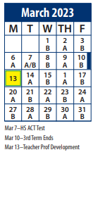 District School Academic Calendar for Snow Springs School for March 2023