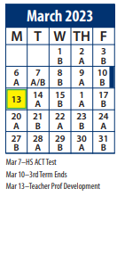 District School Academic Calendar for Mountain View High for March 2023