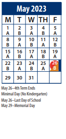 District School Academic Calendar for Lindon School for May 2023