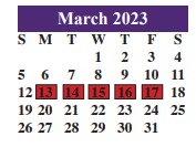 District School Academic Calendar for Juvenile Justice Alternative for March 2023