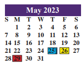 District School Academic Calendar for Juvenile Justice Alternative for May 2023
