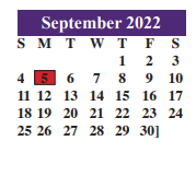 District School Academic Calendar for Alvarado Int for September 2022