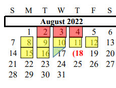 District School Academic Calendar for G W Harby Junior High for August 2022