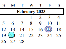 District School Academic Calendar for Assets for February 2023