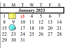 District School Academic Calendar for Alvin Elementary for January 2023