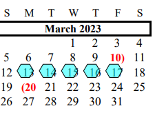 District School Academic Calendar for Alvin High School for March 2023