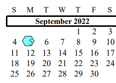 District School Academic Calendar for Assets for September 2022