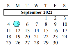 District School Academic Calendar for Alvin Pri for September 2022