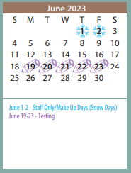 District School Academic Calendar for Lee Elementary for June 2023