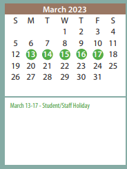 District School Academic Calendar for Bonham Middle for March 2023