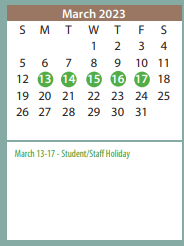 District School Academic Calendar for Amarillo Area Ctr For Advanced Lrn for March 2023