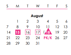 District School Academic Calendar for Clark Middle School for August 2022