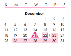District School Academic Calendar for Klatt Elementary for December 2022