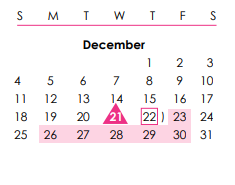 District School Academic Calendar for Chinook Elementary for December 2022