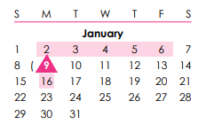 District School Academic Calendar for Clark Middle School for January 2023