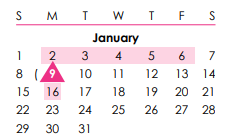 District School Academic Calendar for Wendler Middle School for January 2023