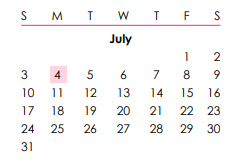 District School Academic Calendar for King Career Center for July 2022