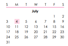 District School Academic Calendar for Family Partnership Charter School for July 2022