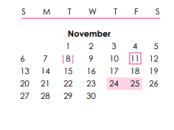 District School Academic Calendar for S.A.V.E. High School for November 2022