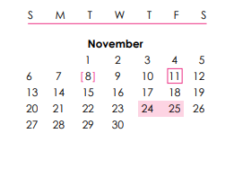 District School Academic Calendar for Klatt Elementary for November 2022