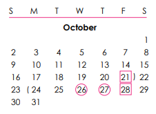 District School Academic Calendar for Coho High School for October 2022