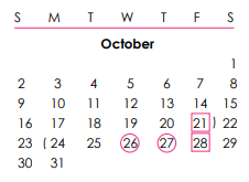 District School Academic Calendar for Ravenwood Elementary for October 2022