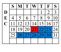 District School Academic Calendar for Clearfork Elementary for December 2022