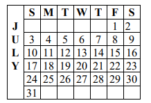 District School Academic Calendar for San Andres Elem for July 2022