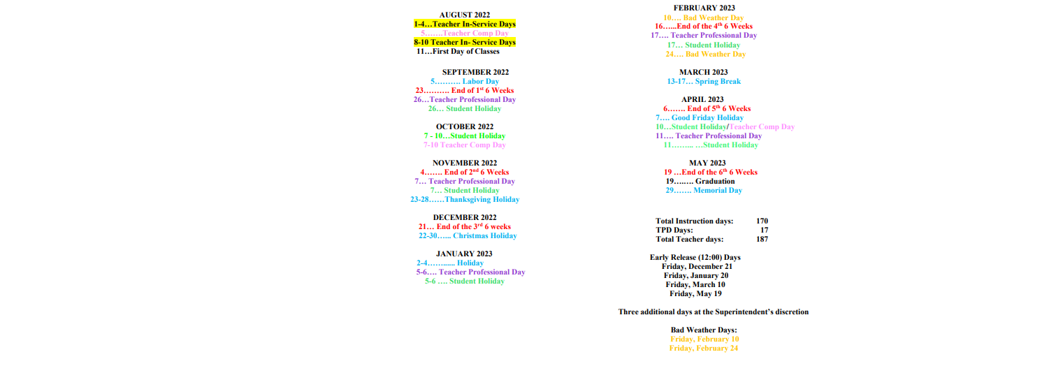 District School Academic Calendar Key for San Andres Elem