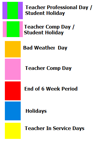 District School Academic Calendar Legend for Andrews Middle School