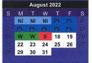 District School Academic Calendar for Early Childhood Campus for August 2022