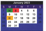 District School Academic Calendar for Brazoria Co Juvenile Detention for January 2023