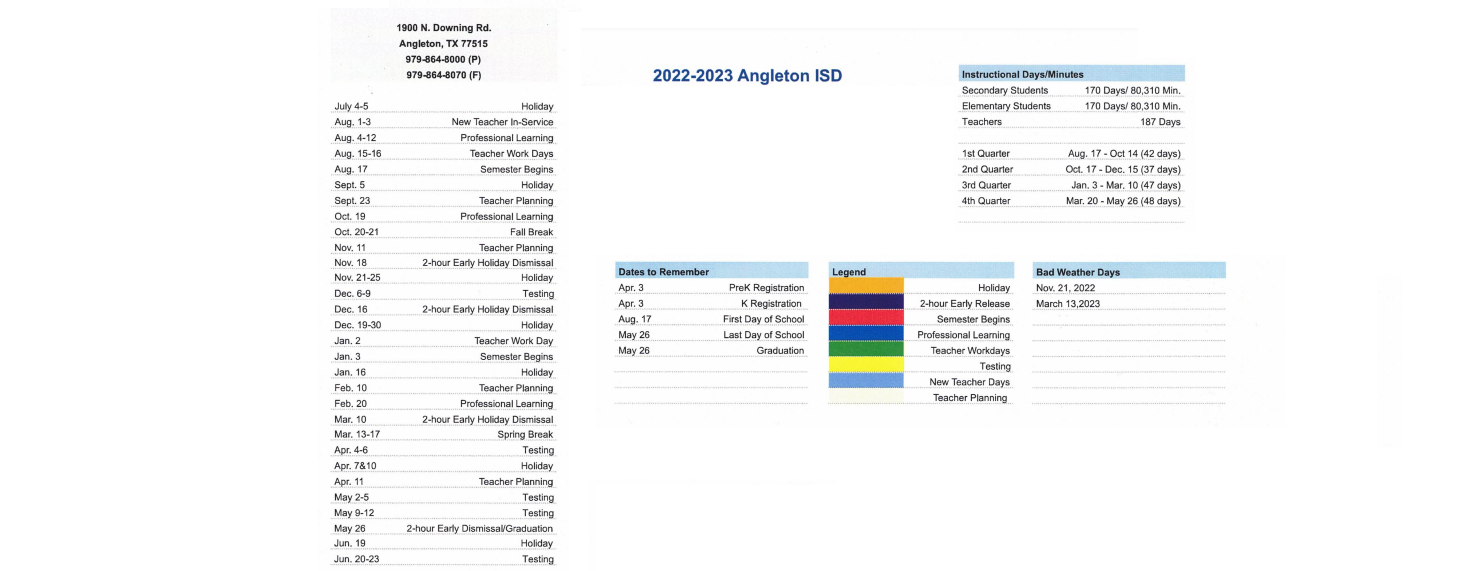 District School Academic Calendar Key for Northside El