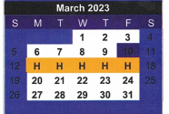 District School Academic Calendar for Early Childhood Campus for March 2023