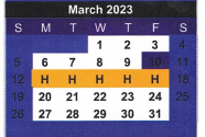 District School Academic Calendar for Rancho Isabella El for March 2023