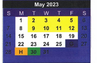 District School Academic Calendar for Early Childhood Campus for May 2023