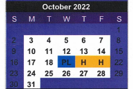 District School Academic Calendar for Early Childhood Campus for October 2022