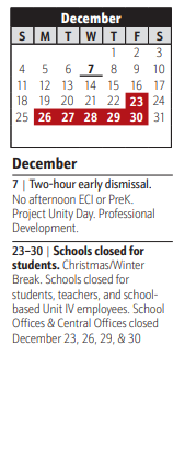 District School Academic Calendar for Brock Bridge Elementary for December 2022