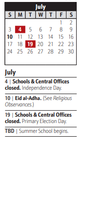 District School Academic Calendar for Brock Bridge Elementary for July 2022