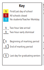 District School Academic Calendar Legend for J. Albert Adams Academy At Adams Park